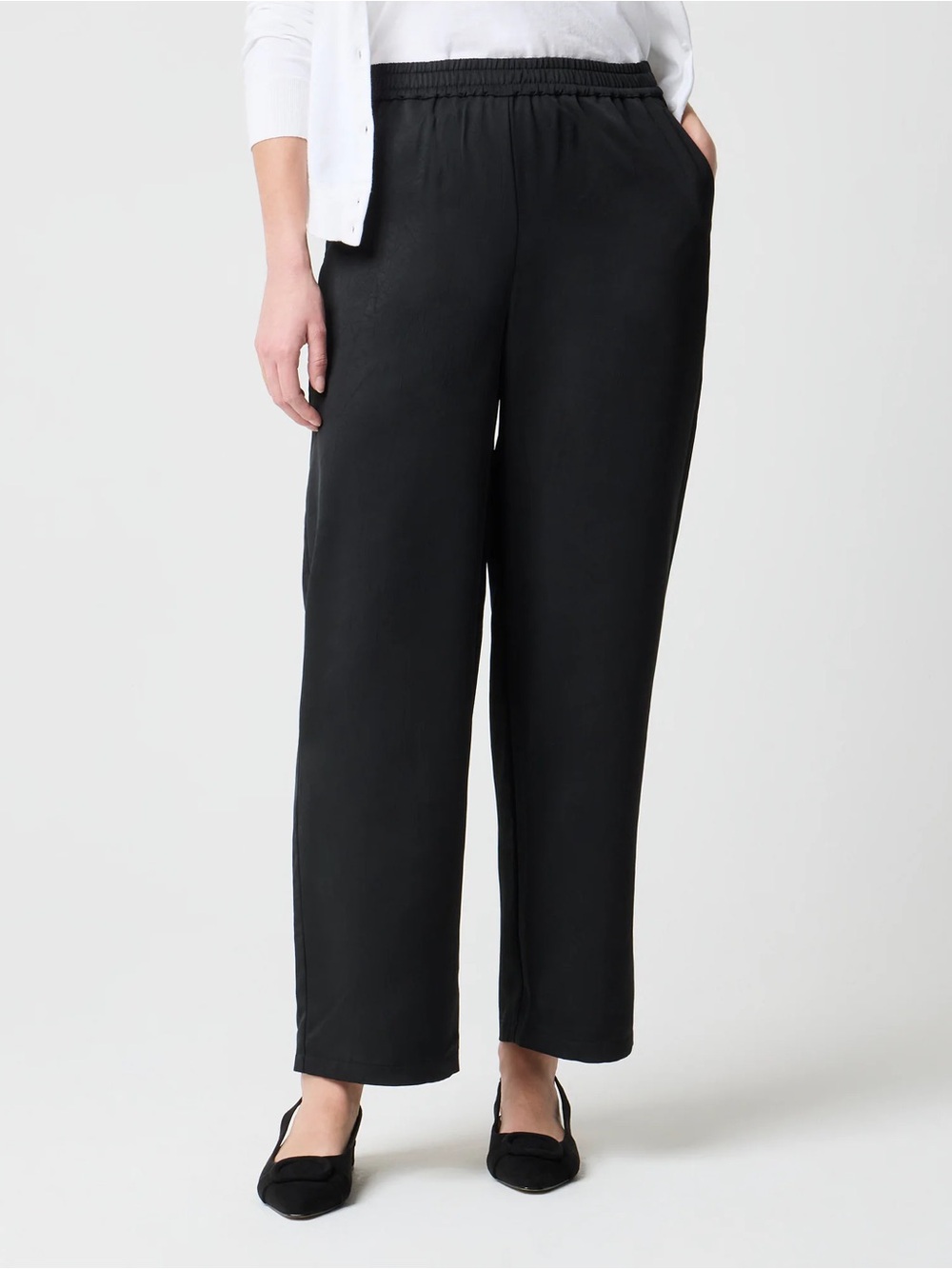 J. Crew Black Shiny crinkled pull-on pant